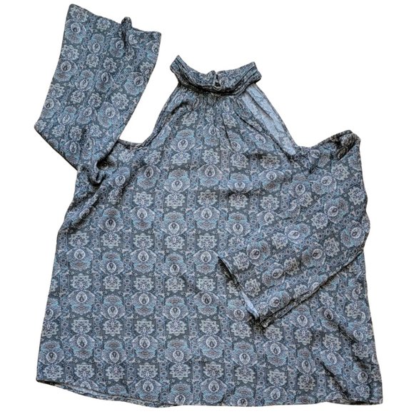 American Eagle Women's Top Off-the-Shoulders Cut-Out Pastel Print X-Small (EUC) - Picture 6 of 6